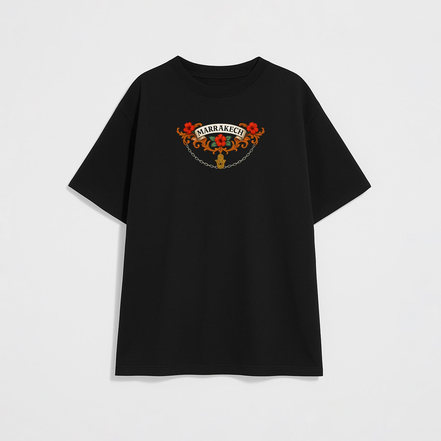 T-shirt Noir Oversize "Héritage de Marrakech" – Edition Royale