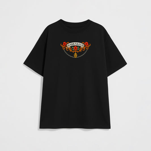 T-shirt Noir Oversize "Héritage de Marrakech" – Edition Royale