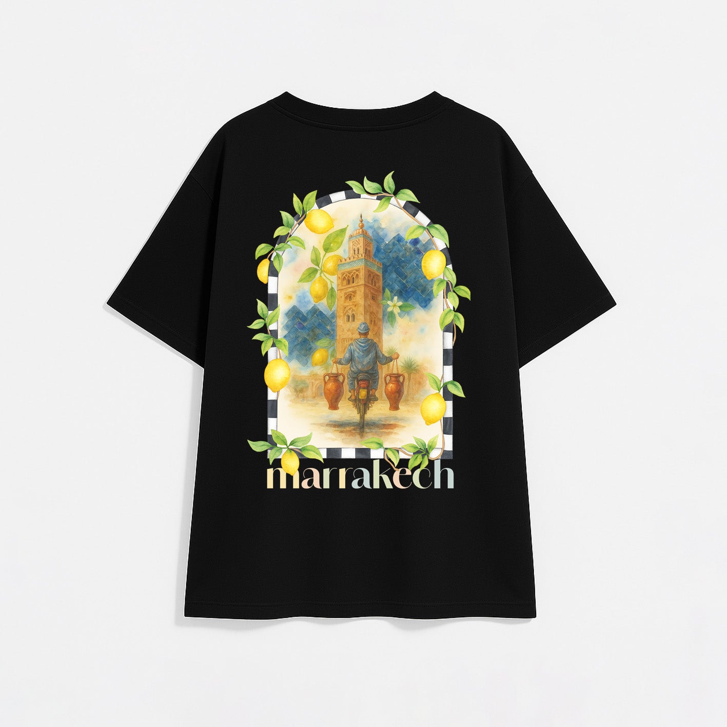 T-shirt oversize Noir "Tangia Marrakechia"