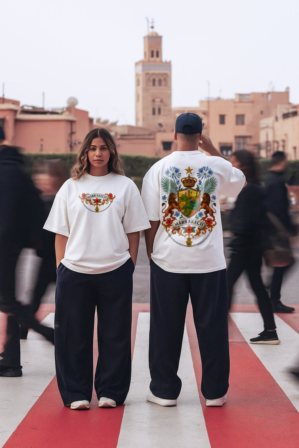 T-shirt Blanc Oversize "Héritage de Marrakech" – Edition Royale