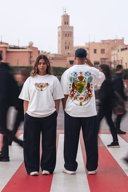 T-shirt Blanc Oversize "Héritage de Marrakech" – Edition Royale