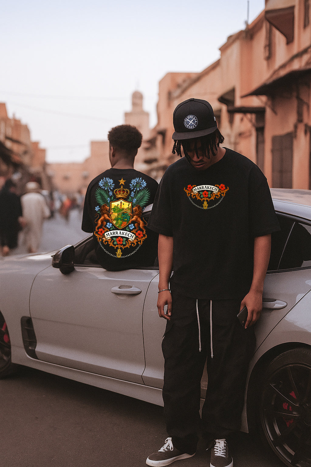 T-shirt Noir Oversize "Héritage de Marrakech" – Edition Royale