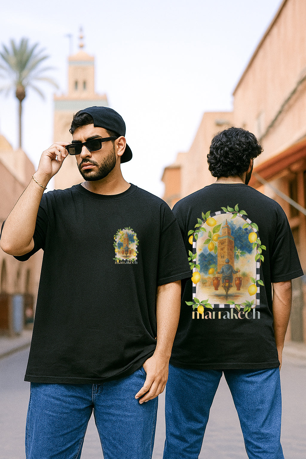 T-shirt oversize Noir "Tangia Marrakechia"
