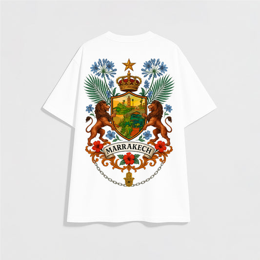 T-shirt Blanc Oversize "Héritage de Marrakech" – Edition Royale