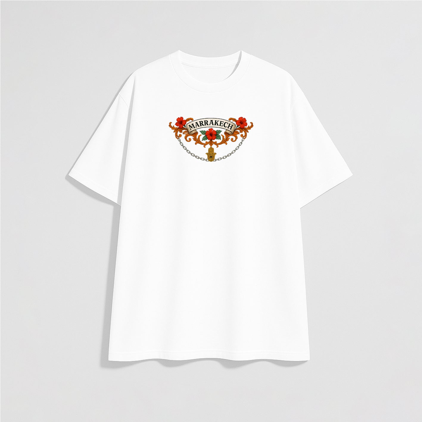 T-shirt Blanc Oversize "Héritage de Marrakech" – Edition Royale