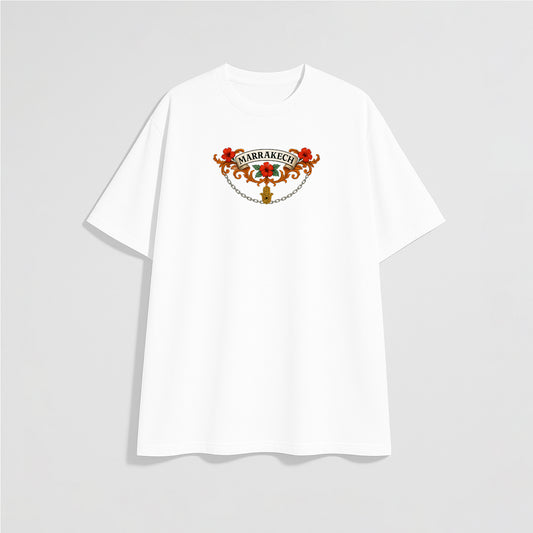 T-shirt Blanc Oversize "Héritage de Marrakech" – Edition Royale